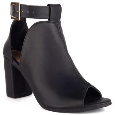 Imagem de Sandália Feminina Moda Casual Ankle Boots Fechada Salto Alto Grosso 7,