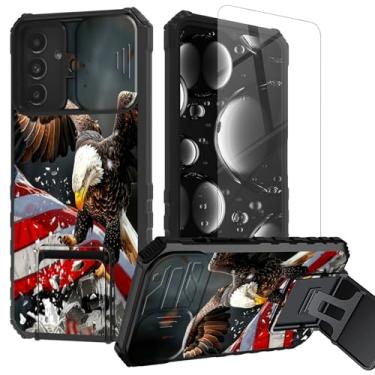 Imagem de BREIDMKFM Capa para Samsung Galaxy S24 FE com protetor de tela e suporte e capa protetora de lente de câmera deslizante capa de telefone resistente de camada dupla resistente para Samsung Galaxy S24FE