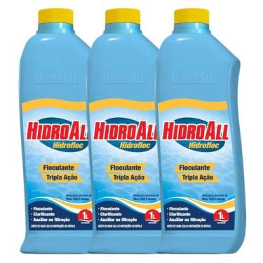 Imagem de Kit 3 Clarificante Floculante Para Agua De Piscina Tripla Ação 1 Litro
