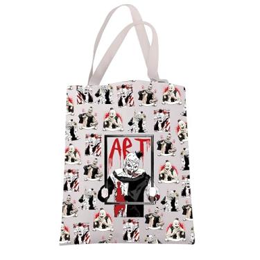 Imagem de JXGZSO Bolsa de presente para amantes de filmes de terror com tema de palhaço de Halloween com tema de palhaço assustador, Sacola artística, Large