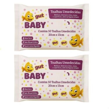 Imagem de Kit 2 Pacotes Toalhinhas Umedecidas Para Bebe C/50UN CADA 20cm 13cm - 