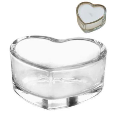 Imagem de Castiçal De Vidro Formato Coração Pote Enfeite Velas - Freecom