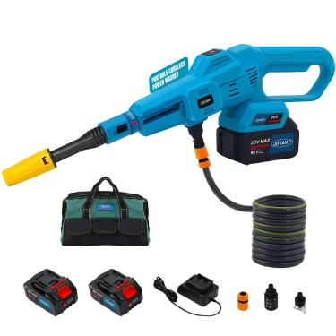 Imagem de jovant Lavadora De Alta Pressão Sem Fio, Limpadora Portátil, Água 750 Psi, 3 Velocidades, Bico 6 Em 1, Portátil Para Limpeza Carro, Casa E Jardim (2 Baterias)