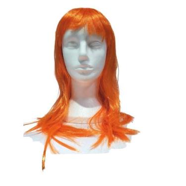 Imagem de Peruca Sintética Longa Laranja 60 cm Brilhe com Estilo - Genérica