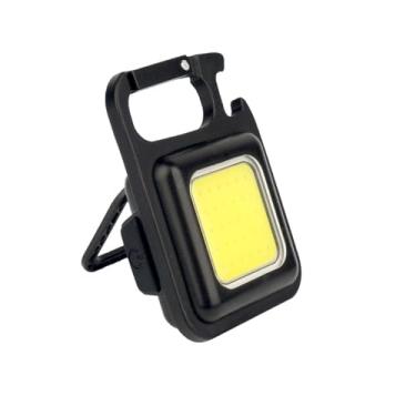 Imagem de Lanterna LED Portátil Mini, USB Recarregável Tipo C, 6W, 500mAh, 4 Modos de Luz, Multifuncional com Abridor, Preto