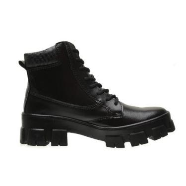 Imagem de Bota Cano Curto Coturno Feminino Salto Baixo Leve Gmm Shoes, Preto, 38