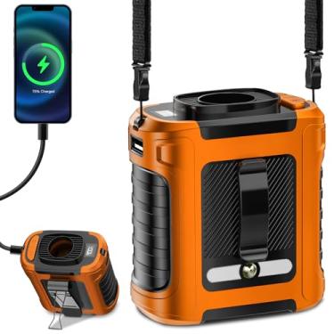 Imagem de Ventilador de cintura portátil, fluxo de ar forte de 5 velocidades 20000 RPM, alimentado por bateria de 10.000 mAh, com visor, lanterna, ventilador de pescoço para pendurar com as mãos livres