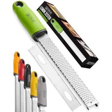 Imagem de Orblue Ralador de queijo e ralador de limão – Ralador multifuncional premium para parmesão, gengibre, chocolate, frutas, legumes – Lâminas de aço inoxidável ultra-afiadas com capa protetora, verde