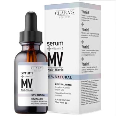 Imagem de CLARA'S NEW YORK Sérum facial de ácido glicólico com vitamina E para esfoliação suave e brilhante da pele do rosto - Feito nos EUA 30 ml (1 fl/oz) (várias vitaminas)