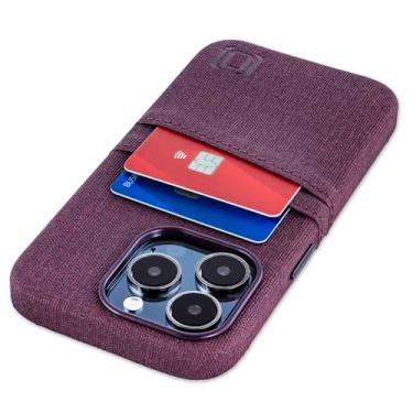 Imagem de Dockem Capa de cartão para iPhone 15 Pro com placa de metal integrada para montagem magnética e 2 bolsos para porta-cartões: Carteira Luxe M2, couro sintético estilo lona (iPhone 15 Pro, bordô)