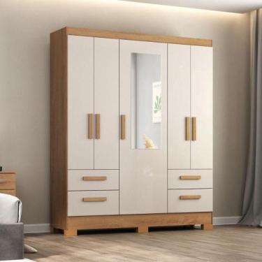 Imagem de Guarda Roupa De Casal Vitoria Canelato E Off White Atualle Canela Rúst