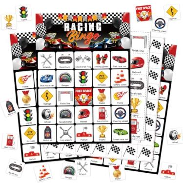 Imagem de Shappy 35 peças de cartas de bingo de festa de corrida, 24 jogadores, jogos de festa de aniversário, jogos de bingo de carro para adultos, atividades familiares, lembrancinhas de aniversário, festa de