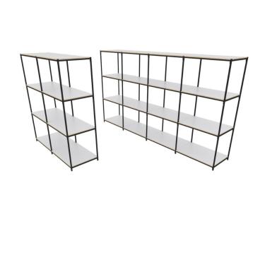 Imagem de Praleira De Aço Reforçada Mini Porta Pallet 200x60x90 Estante Estoque Bandeja Branca Módulos Conjugados 2 + 4