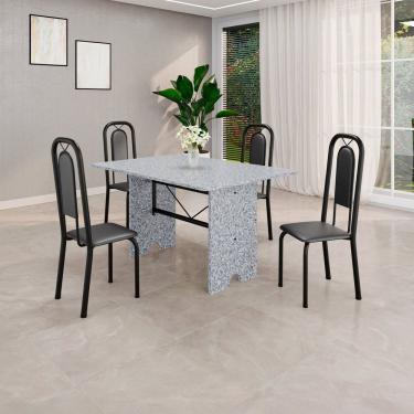Imagem de Conjunto Sala de Jantar com 4 Cadeiras Lara Preto