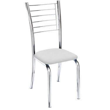 Imagem de Cadeira De Jantar Lara Cromada Para Cozinha Assento Sintético Branco - Aurora Line
