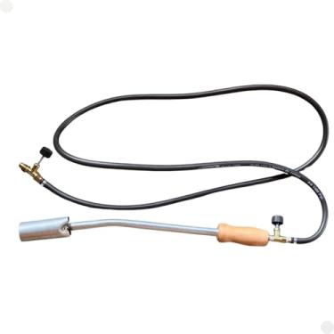 Imagem de Maçarico Sapecador De Porco 2 Registros Lança Chamas Manta Asfaltica Para Botijão 13kg Glp Mangueira 2 Metros