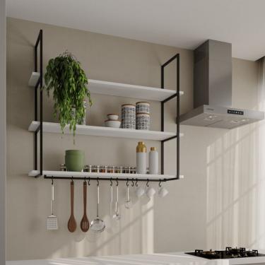 Imagem de Prateleira Decorativa Londres 120 Cm Preto E Branco