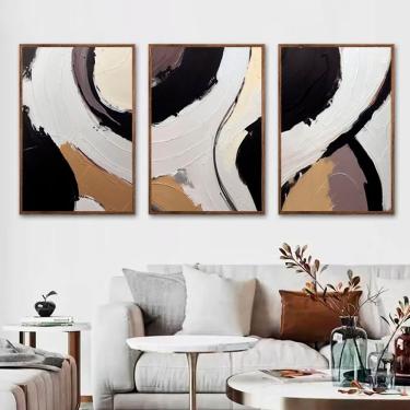Imagem de Kit Com 3 Quadros Decorativos 60x40 Cm Abstrato Pinceladas