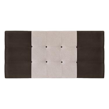 Imagem de Painel Estofado Mini Cooper 144 Cm Para Cama Box Quarto Casal Suede Marrom/bege