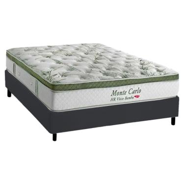 Imagem de Cama Box Casal Com Colchão Herval Monte Carlo Molas Ensacadas 138x188x73cm Ms Suede Preto