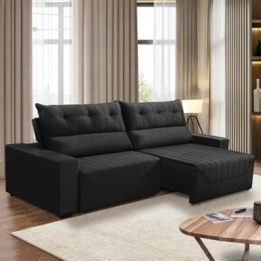 Imagem de Sofá Retrátil e Reclinável 5 Lugares 3,00m Antonella Veludo Preto Adon