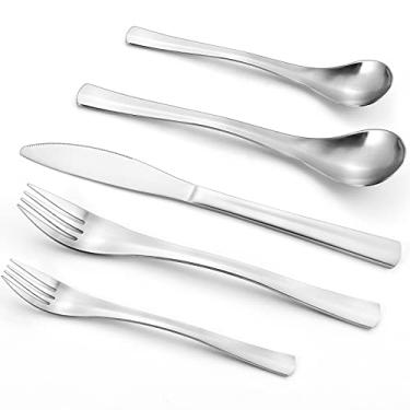Imagem de Bysta Conjunto De Talheres, 20 Talheres Aço Inoxidável, Serviço Para 4 Pessoas, Casa E Restaurante, Inclui Faca/Garfo/Colher, Acabamento Acetinado, Lavável Na Máquina Lavar Louças