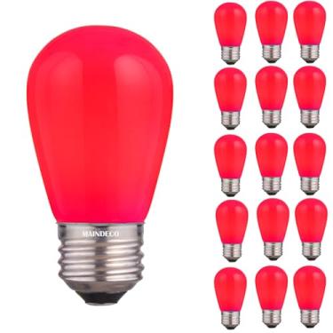 Imagem de MAINDECO Lâmpada Led De Reposição S14, Base E26, Para Cordão Luz Externo Festas E Feriados, Pacote Com 15, Vermelha