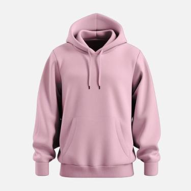 Imagem de Moletom Liso Feminino Blusa De Frio Com Capuz - Hs, Rosa, GG