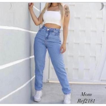 Imagem de Calça mom feminino jeans claro retro -Tamanho 42 - Luka viny