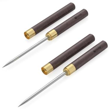 Imagem de Picador de gelo de aço inoxidável com capa de segurança, ferramenta de escolha para quebrar o gelo, cabo de madeira antiderrapante para fácil manuseio, 22 cm de comprimento (pacote com 2)