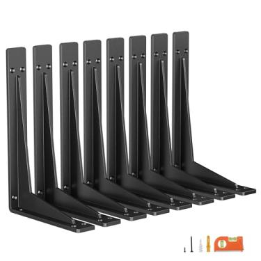 Imagem de NEODROP Pacote Com 8 Suportes De Prateleira De 8" Para Serviços Pesados, Suporte De Parede De Metal Premium Para Lareira, Suporte De Bancada, Prateleiras De Armazenamento De Garagem, Ferragens De Prat