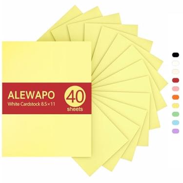 Imagem de ALEWAPO Cartolina amarela 8,5 x 11 papel grosso, 40 folhas, papel grosso 34 kg/200 g/m2, papel para impressora de cartolina 21 x 28, cartolina amarela para convites, menus, casamento, cartões DIY