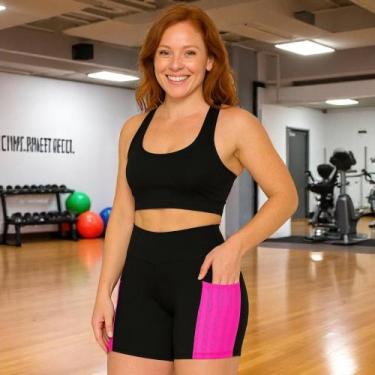 Imagem de SHORT Bermuda LEG Legging COM BOLSOS Suplex Fitness Academia Feminino 