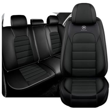 Imagem de KNCY Adequado para 98% das capas de assento de carro Mitsubishi, cobertura completa de couro sintético antiderrapante à prova d'água (preto clássico, conjunto completo)
