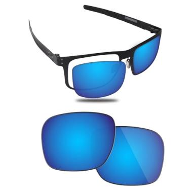 Imagem de Fiskr Lentes polarizadas de substituição compatíveis com óculos de sol Oakley Holbrook Metal OO4123 55 mm, resistente a impactos e ajuste perfeito - Azul gelo