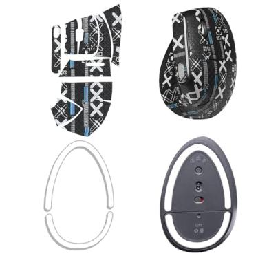Imagem de NOUKAJU Fita de aderência de mouse para Logitech MX vertical, bordas curvas arredondadas, patins, kit de atualização de mouse profissional pré-cortado resistente ao suor autoadesivo (almofada de pé +