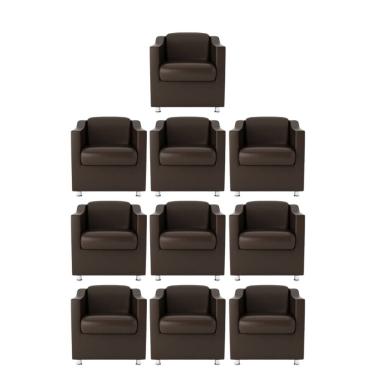 Imagem de Kit 10 Poltronas Bia Decorativa Reforçada Recepção Clínica Salão Sala De Estar Courino