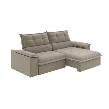 Imagem de Sofá 4 Lugares Retrátil e Reclinável Venetto Veludo Slim Castor 250 cm