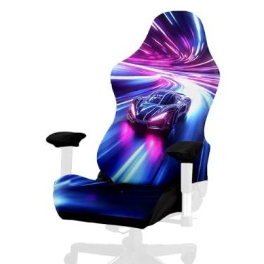 Imagem de Capa de cadeira de jogos, estilo Cyberpunk legal alta elasticidade macia fácil de instalar capa de assento para cadeira de jogos com capa de apoio de braços - sem cadeira (L)