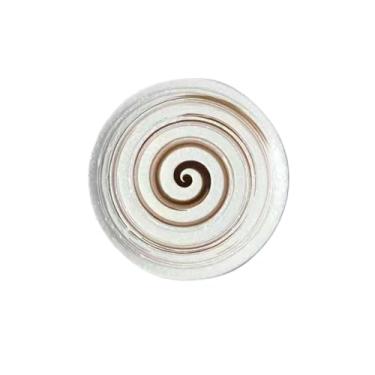 Imagem de Prato raso redondo de cerâmica japonesa prato de bolo de sobremesa de café da manhã - pincel marrom (20 cm)