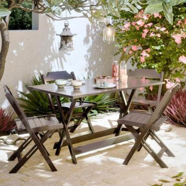 Imagem de Mesa De Jantar Bistrô Para Barzinho Dobrável 120x70 Com 4 Cadeiras - M