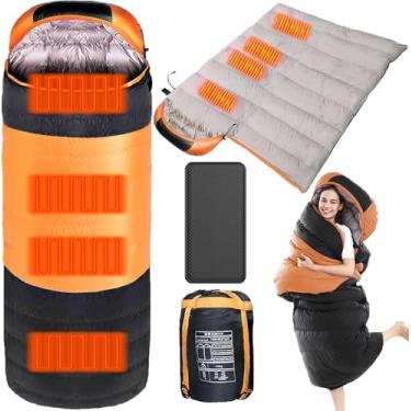 Imagem de Saco De Dormir Aquecido De Inverno Com Banco De Potência De 20000 Mah 4 Zonas De Aquecimento Usb Saco De Dormir Para Mochila Camping, Orange, 210X75CM