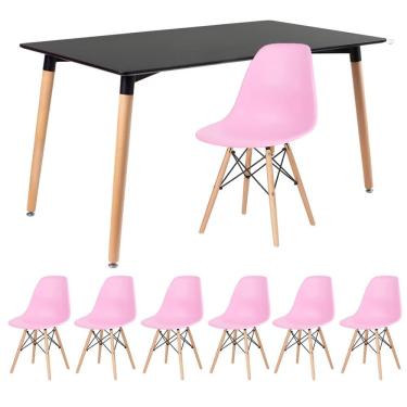 Imagem de KIT - Mesa retangular Eames 80 x 140 cm + 6 cadeiras DSW