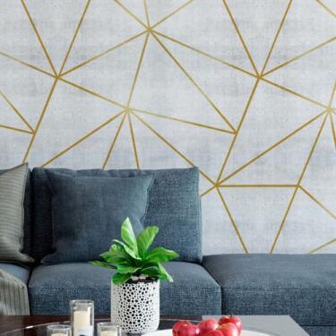 Imagem de Papel De Parede Adesivo Zara Pedra Branca Gold Dourado 12m - DELIQUADR