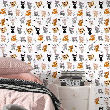 Imagem de Papel De Parede Adesivo Gatinhos Cat Gato Quarto Fofo 1.5m - DELIQUADR