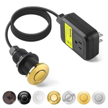 Imagem de Etoolcity Kit De Interruptor De Ar Para Descarte De Lixo, Descarte De Resíduos Na Parte Superior Da Pia, Botão Liga/Desliga De Ar Longo De Aço Inoxidável Dourado Polido, Peças Para Descarte De Alime