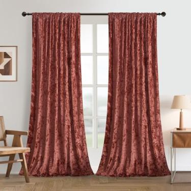 Imagem de Cortinas de veludo rosa empoeirado 213 cm, cortinas supermacias de escurecimento leve para quarto de meninas e berçários, painéis elegantes com isolamento térmico com design de economia de energia