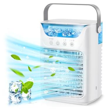 Imagem de Hilitand Ventilador de Ar Condicionado Portátil, 4 Em 1 Mini Umidificador de Ar Condicionado Com Tanque de água de 700 Ml 3 Velocidades 7 Colorido Night Light for Home Office Outdoor