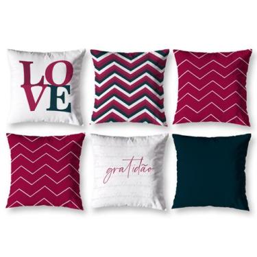 Imagem de Kit 6 almofadas Cheias 40cm x 40cm Decorativas Estampadas Digital Colo