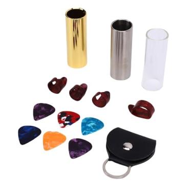 Imagem de SPYMINNPOO Conjunto de Pick -slides de Guitarra de 70 Mm, Lâminas de Vidro de Aço Inoxidável de Latão Com Picaretas de 4 Dedos 6 Colheita Plana para Banjo de Guitarra Ukulele